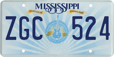 MS license plate ZGC524