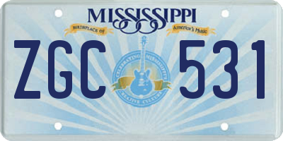 MS license plate ZGC531