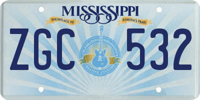 MS license plate ZGC532