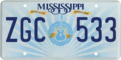 MS license plate ZGC533
