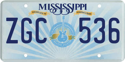 MS license plate ZGC536