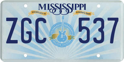 MS license plate ZGC537