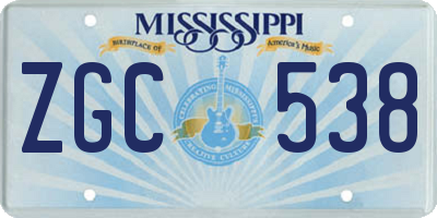 MS license plate ZGC538