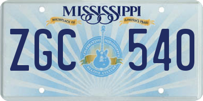 MS license plate ZGC540