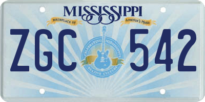 MS license plate ZGC542