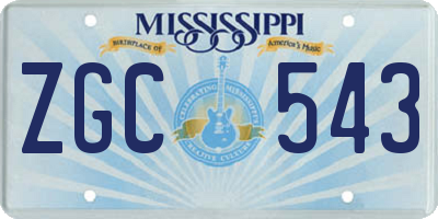 MS license plate ZGC543