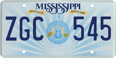 MS license plate ZGC545