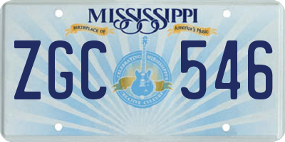 MS license plate ZGC546