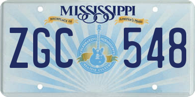 MS license plate ZGC548