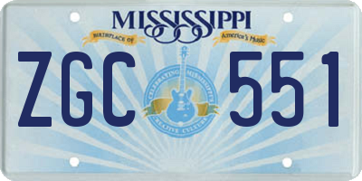 MS license plate ZGC551