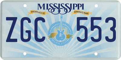 MS license plate ZGC553