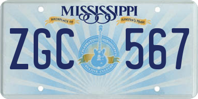 MS license plate ZGC567