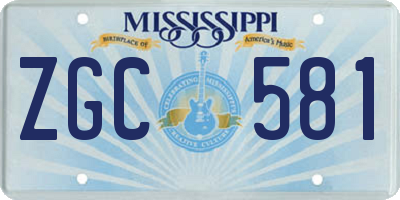 MS license plate ZGC581