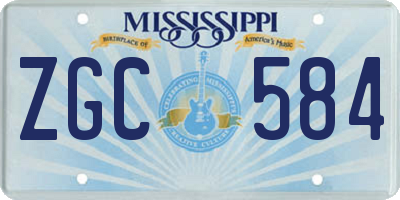 MS license plate ZGC584