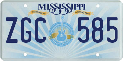 MS license plate ZGC585