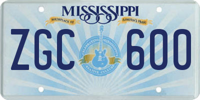 MS license plate ZGC600