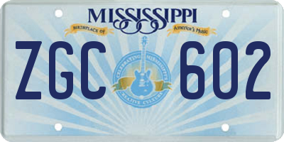 MS license plate ZGC602