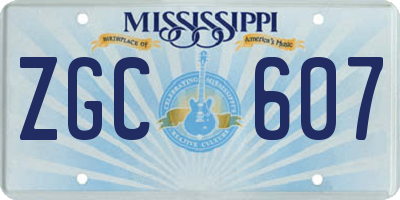 MS license plate ZGC607