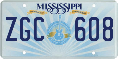 MS license plate ZGC608