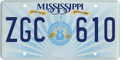 MS license plate ZGC610