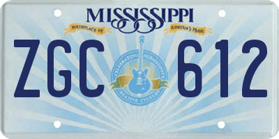 MS license plate ZGC612