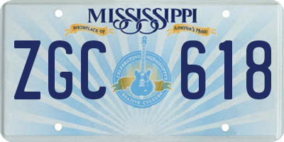 MS license plate ZGC618