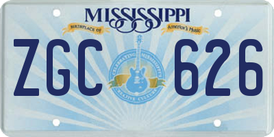 MS license plate ZGC626