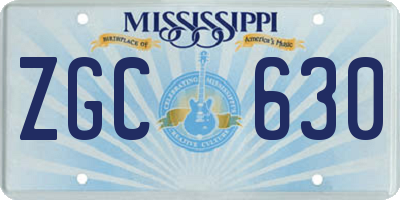 MS license plate ZGC630