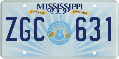MS license plate ZGC631