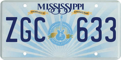 MS license plate ZGC633