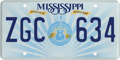 MS license plate ZGC634
