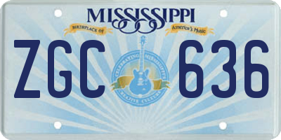 MS license plate ZGC636