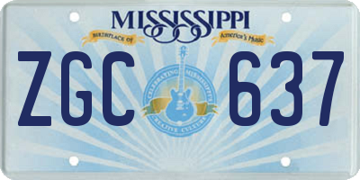 MS license plate ZGC637
