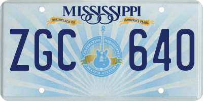 MS license plate ZGC640