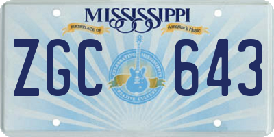 MS license plate ZGC643