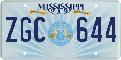 MS license plate ZGC644