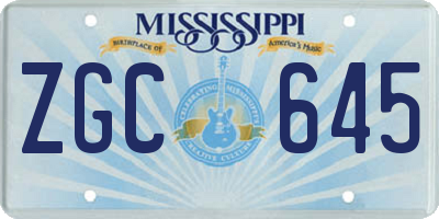 MS license plate ZGC645