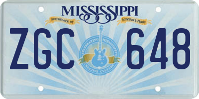 MS license plate ZGC648