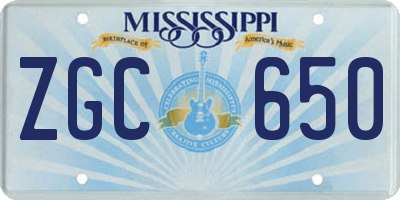 MS license plate ZGC650