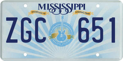MS license plate ZGC651