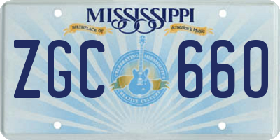 MS license plate ZGC660