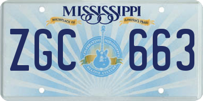 MS license plate ZGC663