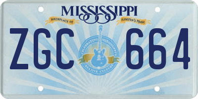 MS license plate ZGC664