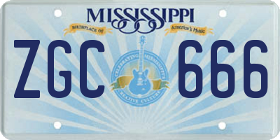 MS license plate ZGC666
