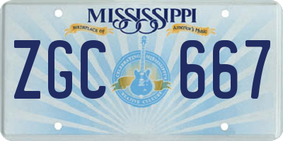 MS license plate ZGC667