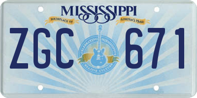 MS license plate ZGC671