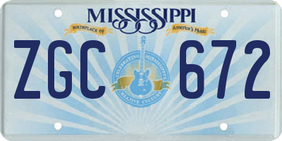 MS license plate ZGC672