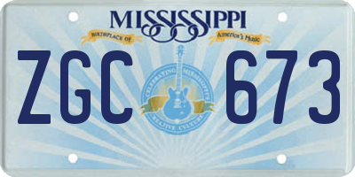 MS license plate ZGC673