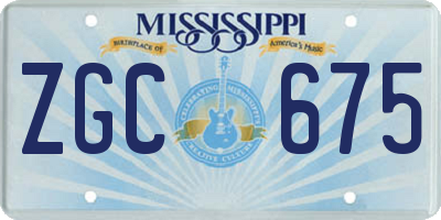 MS license plate ZGC675