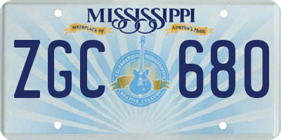 MS license plate ZGC680